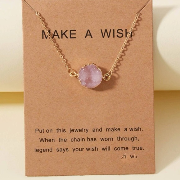 3/$30 NEW! Make A Wish Minimalist Pendant Necklace Crystal Stone Cute Dainty - Picture 4 of 9